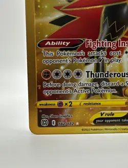 Pokemon TCG Brilliant Stars Gold Secret Rare Galarian Zapdos V 182/172 NM - Image 5