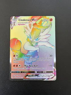 Cinderace VMAX 194/192 Rainbow Rare Rebel Clash Pokemon NM - Image 1