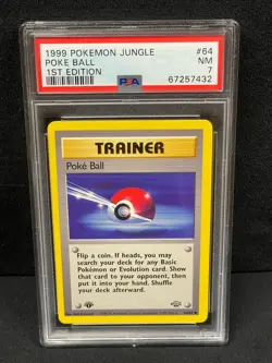 1999 POKEMON JUNGLE 1ST EDITION #64 POKE BALL PSA NM 7 SET BREAK - Image 1