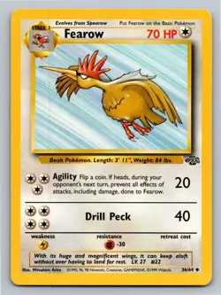 Fearow 36/64 Uncommon Jungle Pokemon Unlimited Moderately Played - Image 1