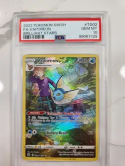 2022 Pokemon SWSH Brilliant Stars Trainer Gallery Vaporeon TG02/TG30 PSA 10 - Image 1