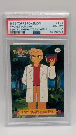 1999 Pokemon Topps Series 1 Character Card Professor Oak #TV7 PSA 8 NM-MT! - Image 1