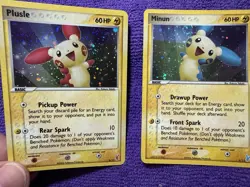 Pokemon TCG Plusle 6/12 & Minun (swirl) 6/12 EX Trainer Kit Holographic Cards - Image 1