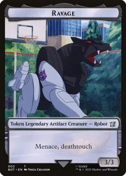 Magic The Gathering MTG POWERSTONE // RAVAGE TOKEN FOIL The Brothers' War NM - Image 2