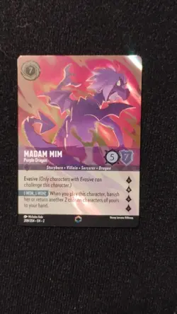 Madam Mim Purple Dragon Enchanted Holo Card 208/204 Rise of the Floodborn - Image 1