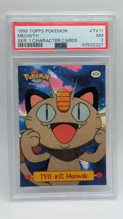 1999 Pokemon Topps Series 1 Character Card #52 Meowth #TV11 PSA 7 NM! LOW POP! - Image 1