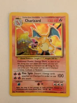 Pokemon TCG Charizard 4/102 Base Set Unlimited Holo Rare MP - Image 1