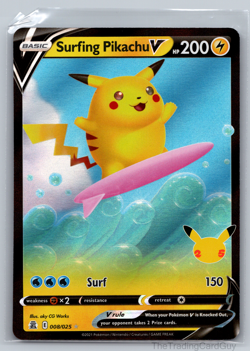 Pokemon Surfing Pikachu V Celebrations 25th 008/025 Ultra Rare NM - Image 1