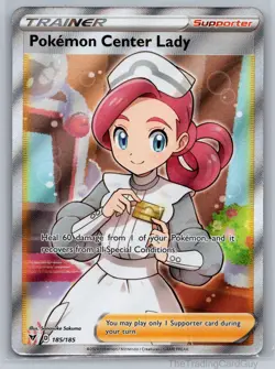 Pokemon Center Lady (Full Art) Ultra Rare SWSH04: Vivid Voltage Holo 185/185 NM - Image 1