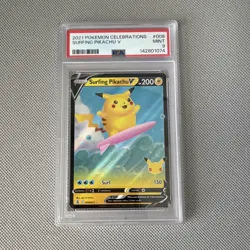 2021 Pokemon TCG Celebrations Surfing Pikachu V 008/025 Holo PSA 9 - Image 1