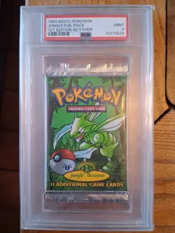 Pokemon Jungle 1st Edition Scyther Booster Pack English Graded PSA 9 #72379629 - Image 1