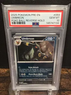 PSA 10 2025 POKEMON PRE EN-PRISMATIC EVOLUTIONS | POKEBALL REV HOLO UMBREON 059 - Image 1