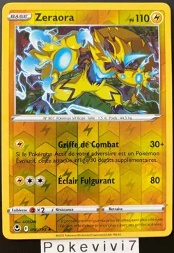 Carte Pokemon ZERAORA 056/195 Rare REVERSE Epee et Bouclier 12 EB12 FR NEUF - Image 1