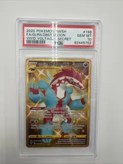POKEMON SWORD & SHIELD VIVID VOLTAGE FULL ART/GALARIAN OBSTAGOON PSA 10 CLEAN - Image 1