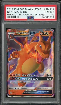 2019 Pokemon SM Black Star Promo Hidden Fates Tins Charizard GX #SM211 PSA 10 - Image 1