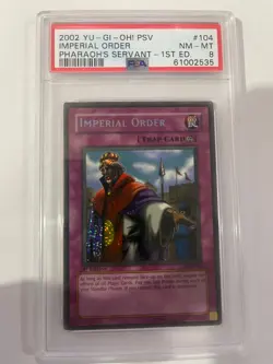 IMPERIAL ORDER PSA 8 - 2002 YU-GI-OH! PSV-PHARAOH'S SERVANT 1ST ED #104 - Image 1
