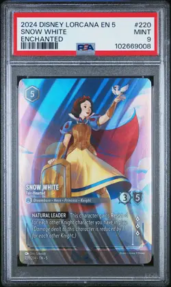 2024 DISNEY LORCANA EN 5-SHIMMERING SKIES #220 SNOW WHITE - FAIR-HEARTED PSA 9 - Image 1