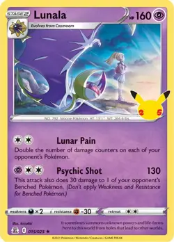 Pokemon TCG - Lunala (Holo Rare) - 015/025 - Celebrations - NEW - Image 1