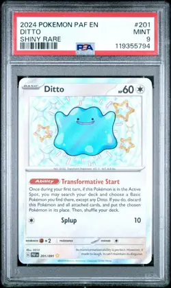 2024 POKEMON PAF EN-PALDEAN FATES SHINY RARE #201 DITTO PSA 9 - Image 1