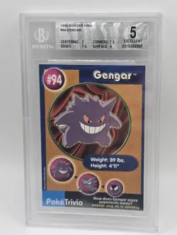 Pop 1 Gengar #94 1999 Burger King Pokemon Card Nom-Perforated BGS 5 Excellent - Image 1
