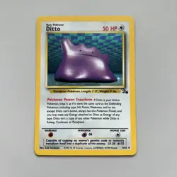 Ditto 3/62 Pokemon Fossil Unlimited Holo Rare Vintage WOTC MP TCG Card - Image 1