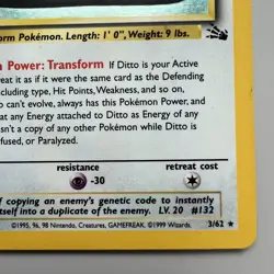 Ditto 3/62 Pokemon Fossil Unlimited Holo Rare Vintage WOTC MP TCG Card - Image 5
