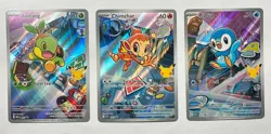 Pokemon Turtwig Chimchar Piplup Art Rare 3 Card Set First Partner Series 1 - Image 1