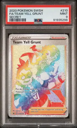 2020 Pokemon Sword & Shield Base #210 FA Secret Rare Team Yell Grunt PSA 9 Mint - Image 1