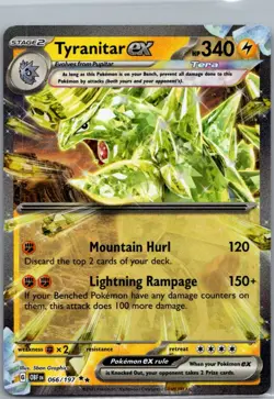 Tyranitar ex 066/197 Obsidian Flames Pokemon TCG Holo Double Rare NM - Image 1