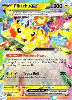 Pikachu ex 057/191 Double Rare Surging Sparks Pokemon Holo Near Mint - Image 1