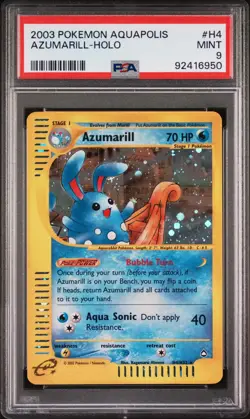 Pokemon WotC Aquapolis Holofoil Card H4 Azumarill PSA 9 - Image 1