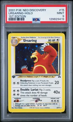 Pokemon 1st Edition Ursaring 15/75 - PSA 9 MINT - Neo Discovery Holo *New Cert! - Image 1