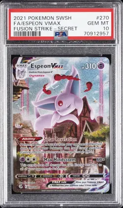 2021 POKEMON SWORD & SHIELD FUSION STRIKE SECRET FULL ART/ESPEON VMAX PSA 10 - Image 1