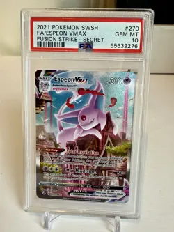 2021 POKEMON ESPEON VMAX #270 PSA 10 FUSION STRIKE FULL ART - Image 1