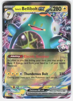IONO'S BELLIBOLT EX 070/217 DOUBLE RARE ASCENDED HEROES POKEMON HOLO NM/M - Image 1
