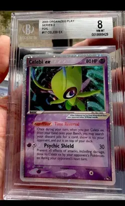 Celebi ex Holo Rare Pop Series 2 Pokemon TCG 2005 Bgs 8 NM-MT #17/17 SWIRL! - Image 1