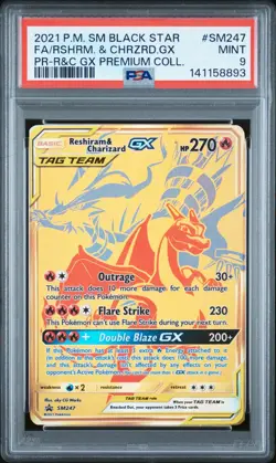 LUCKY PSA 9 Reshiram & Charizard SM247 POKEMON Collection **DYNAMIC DRAGONS** - Image 1
