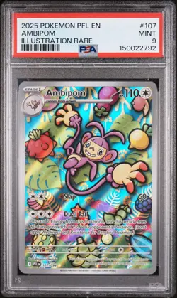 2025 POKEMON PFL EN-PHANTASMAL FLAMES ILLUSTRATION RARE #107 AMBIPOM PSA 9 - Image 1