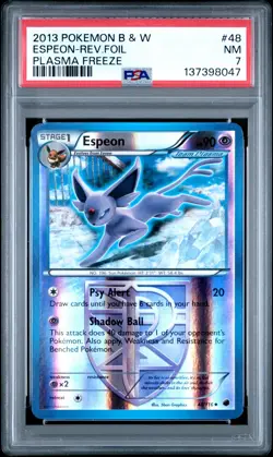 2013 POKEMON PLASMA FREEZE ESPEON #48 REVERSE FOIL PSA 7 NM #137398047 - Image 1