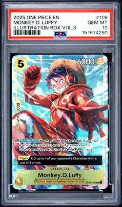 2025 One Piece Illustration Box Vol 3 Luffy #109 PSA 10 Promo Monkey D Luffy - Image 1