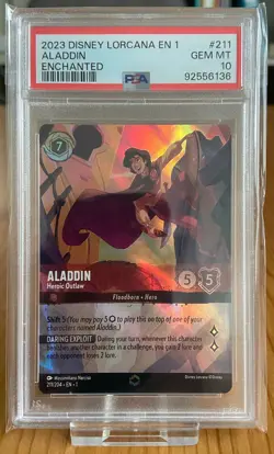 2023 Disney Lorcana EN 1 Enchanted Aladdin #211 PSA 10 - Image 1