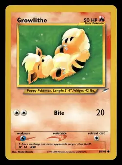 Growlithe 68/105 Unlimited Common Neo Destiny Pokemon Card - Image 2