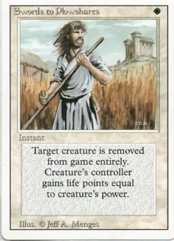 MTG: Revised Edition: Swords to Plowshares: Moderately Played Condition - Image 1