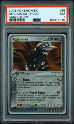 Pokemon Aggron EX Holo Rare Card TCG 95/100 EX Sandstorm 2003 Vintage PSA 7 NM - Image 1