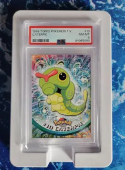 1999 Topps Pokemon TV CATERPIE #10 PSA 8 - Image 1