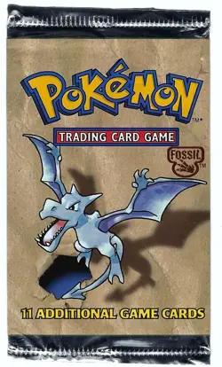 FOSSIL Booster Pack - Aerodactyl Artwork - EMPTY WRAPPER - NO CARDS - Image 1