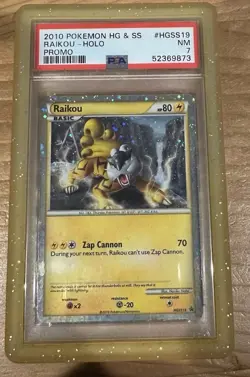 Pokemon 2010 HGSS Promo Raikou HGSS19 Holo Promo PSA 7 English - Image 1