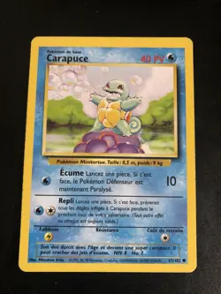 CARAPUCE COMMUNE - POKEMON 63/102 SET DE BASE UNLIMITED EXCELLENT ETAT FR C1 - Image 1