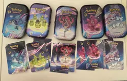 Lot Of 5 EMPTY Pokemon TCG Paldean Fates Mini Tins EMPTY NO PACKS - Image 1