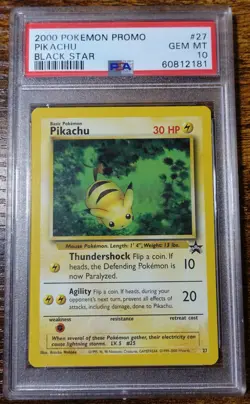 Pikachu #27 Promo Black Star PSA 10 Gem Mint Pokemon 2000 Pokemon Card Graded - Image 1